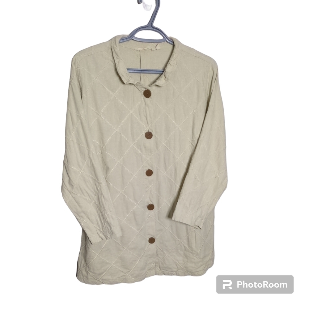 Soft Surroundings Cream Button Front Brinely Shirt Jacket size L